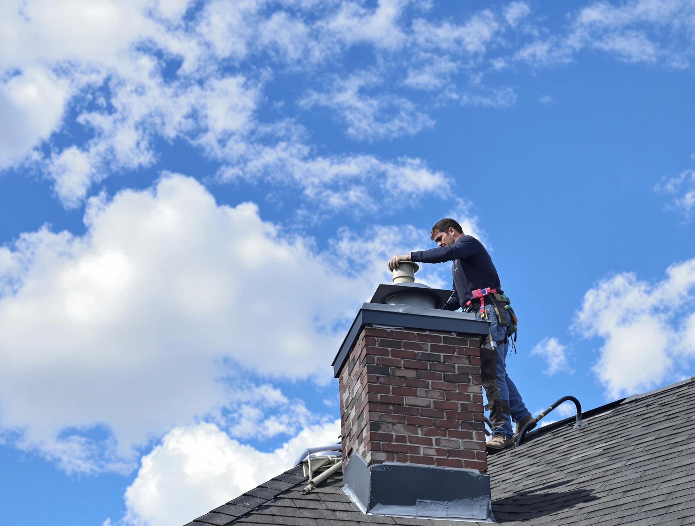 Beaver Falls Chimney Sweep installing a sturdy chimney cap in Beaver Falls, PA