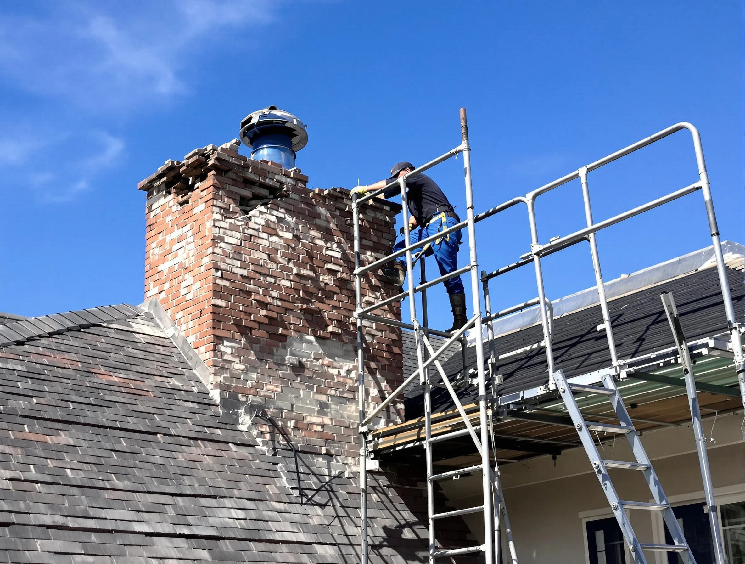 Rebuilding a chimney structure by Beaver Falls Chimney Sweep in Beaver Falls, PA