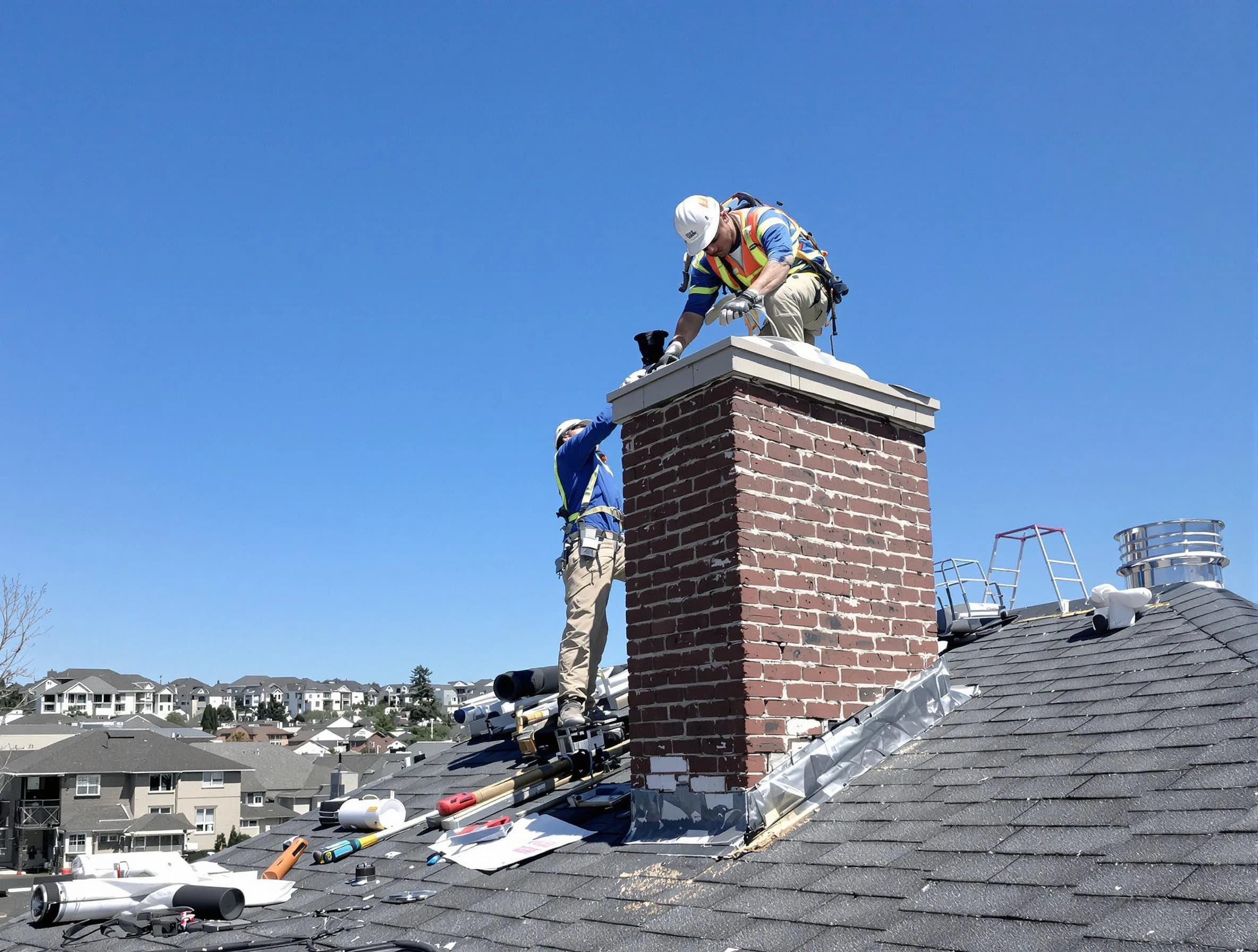 Beaver Falls Chimney Sweep repairing a chimney crown in Beaver Falls, PA
