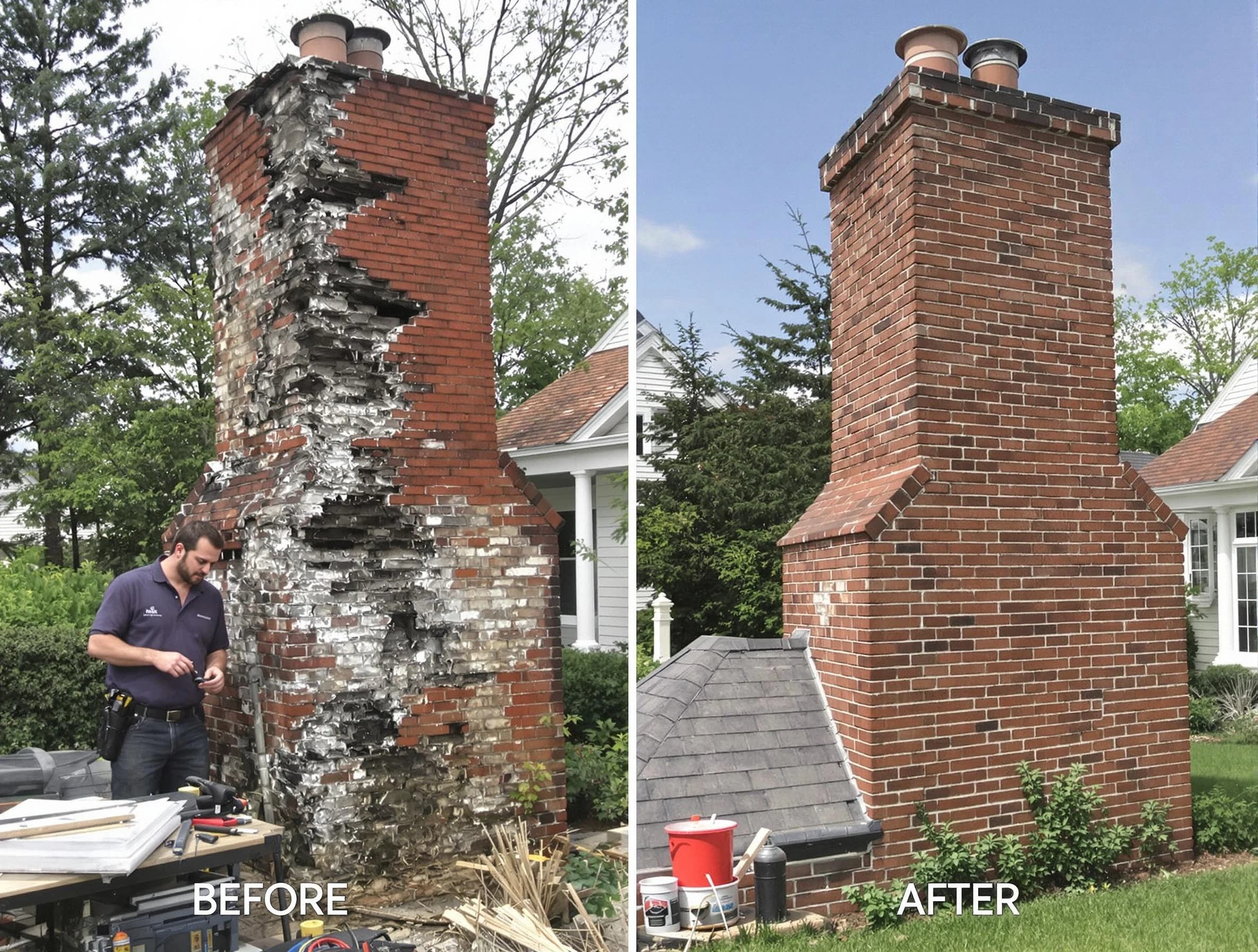Beaver Falls Chimney Sweep performing a full chimney restoration in Beaver Falls, PA
