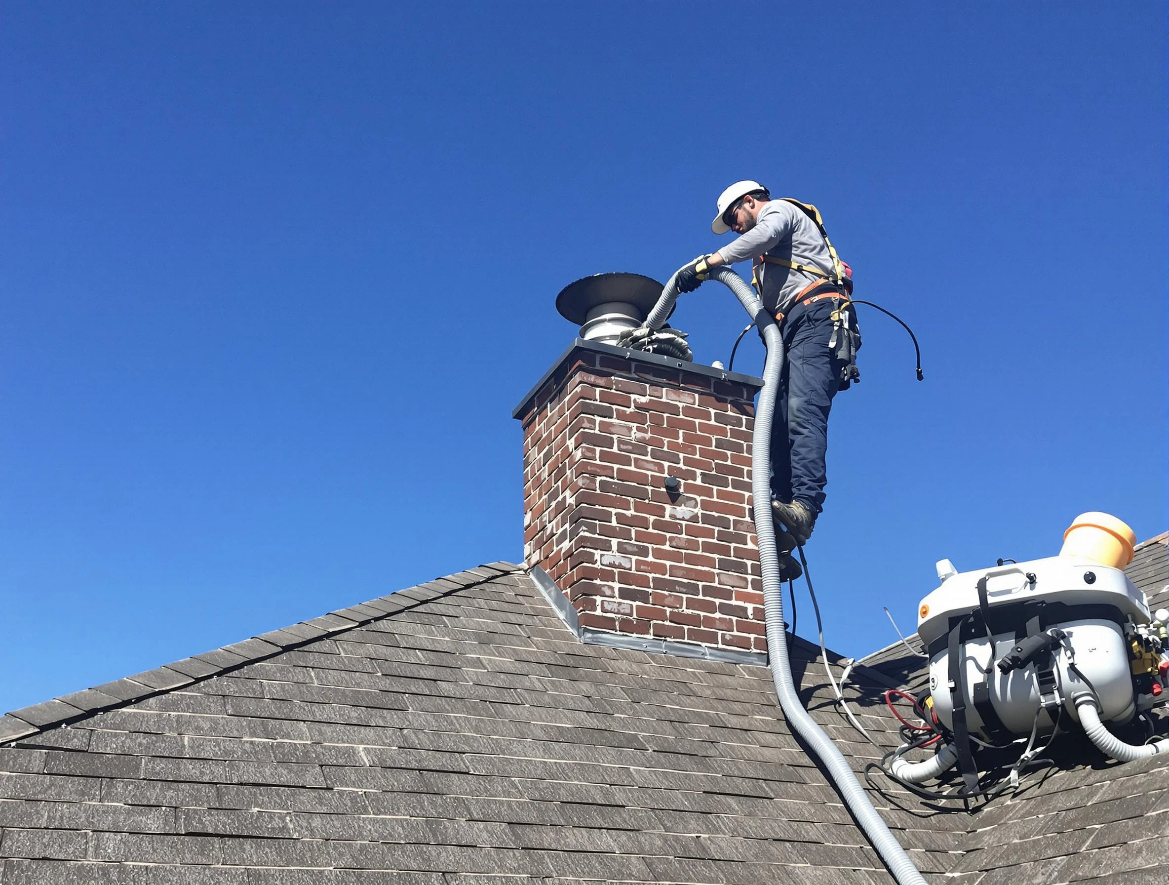 Dedicated Beaver Falls Chimney Sweep team member cleaning a chimney in Beaver Falls, PA