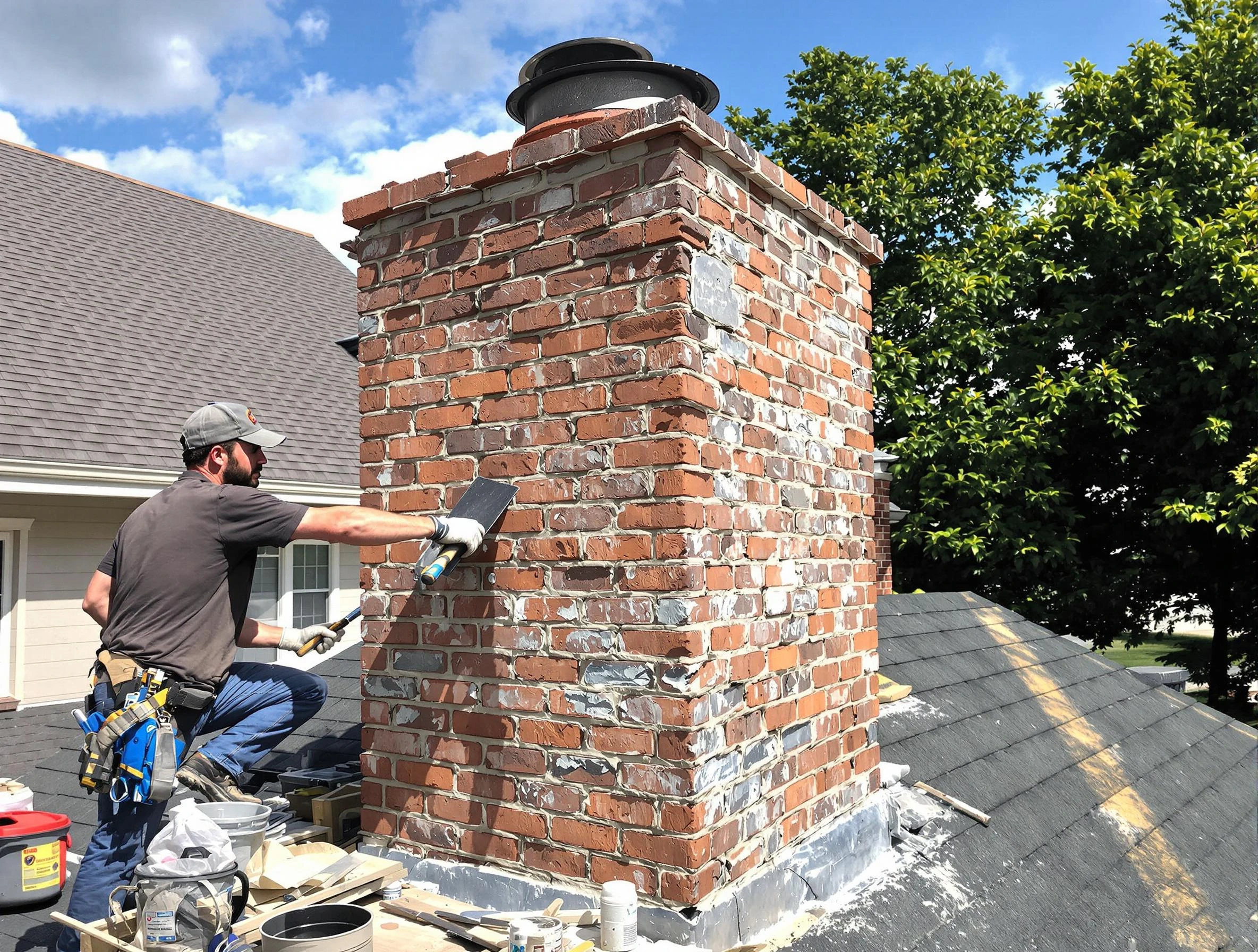 Completed chimney rebuild by Beaver Falls Chimney Sweep in Beaver Falls, PA