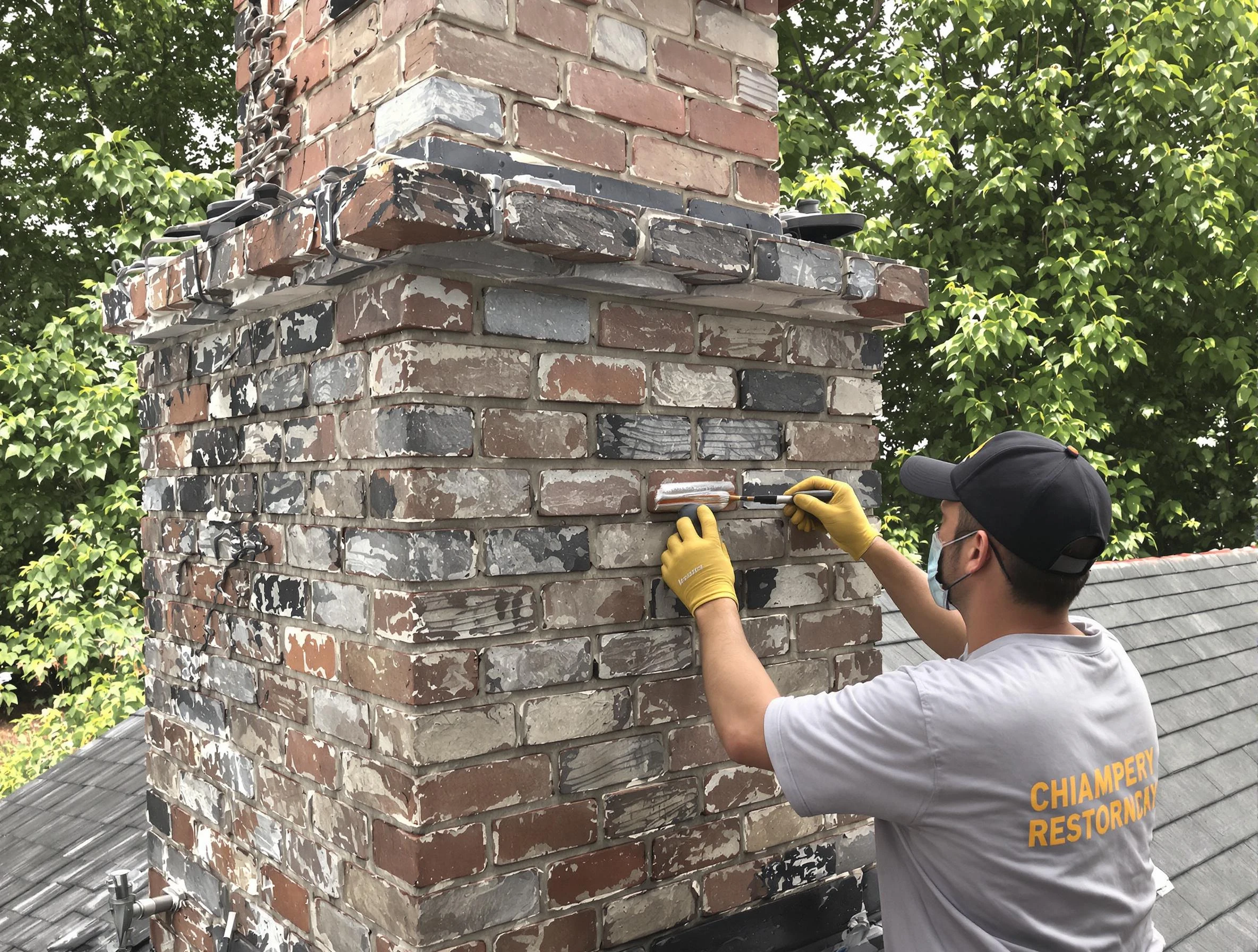 In-progress chimney restoration by Beaver Falls Chimney Sweep in Beaver Falls, PA